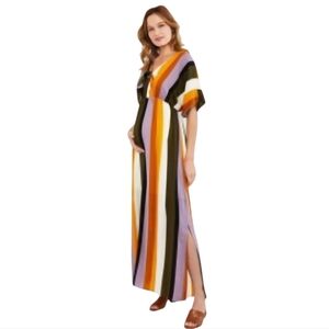 Lisa & Lucy Striped Multicolor Maxi Maternity Dress